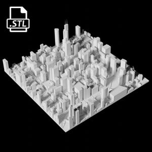 Fichier d’impression 3D de la ville de Chicago | Fichier STL pour l'impression 3D | Carte 3D de Chicago, États-Unis