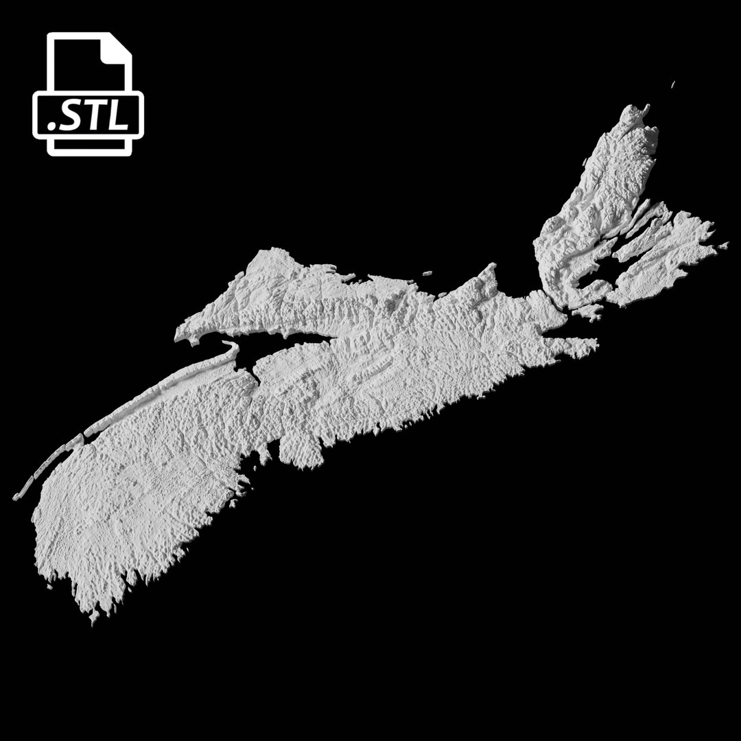 Nova Scotia Topographic Map 3D Model File Stl File for CNC Milling and ...
