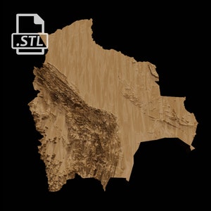 Carte topographique Bolivie | Modèle 3D Stl pour CNC et impression 3D