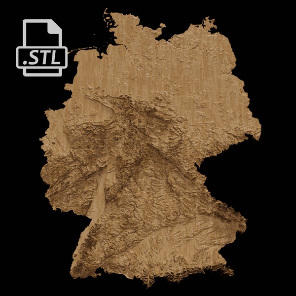 Germany Topographic Map | 3D Model Stl for CNC and 3D Printing