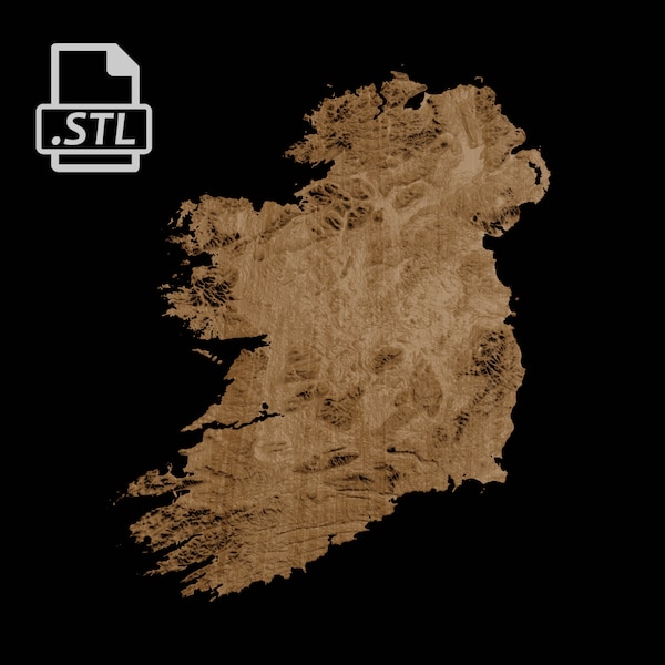 Ireland Topographic Terrain Map | 3D Model Stl for CNC and 3D Printing