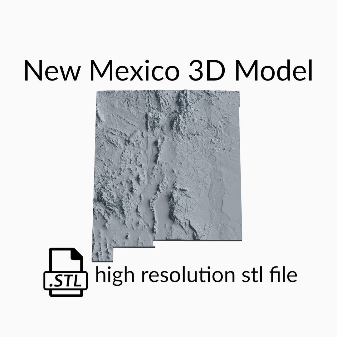 State of New Mexico Topographic Map 3D Model File | Stl File for CNC ...