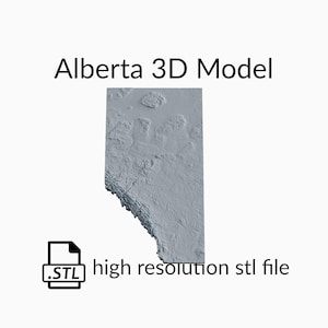 Fichier de modèle 3D de carte topographique de l’Alberta | Fichier STL pour fraisage CNC et impression 3D | Carte 3D STL de la province canadienne de l'Alberta