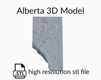 Alberta Topographic Map 3D Model File | Stl File for CNC Milling and 3D Printing | 3D Map STL of the Canadian Province of Alberta