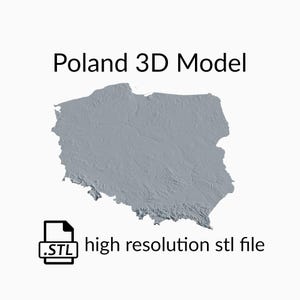 Fichier de modèle 3D de carte topographique de Pologne | Fichier STL pour fraisage CNC et impression 3D | Carte 3D STL de la Pologne