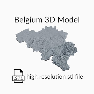 Fichier de modèle 3D de carte topographique de Belgique | Fichier STL pour fraisage CNC et impression 3D | Carte 3D STL de la Belgique