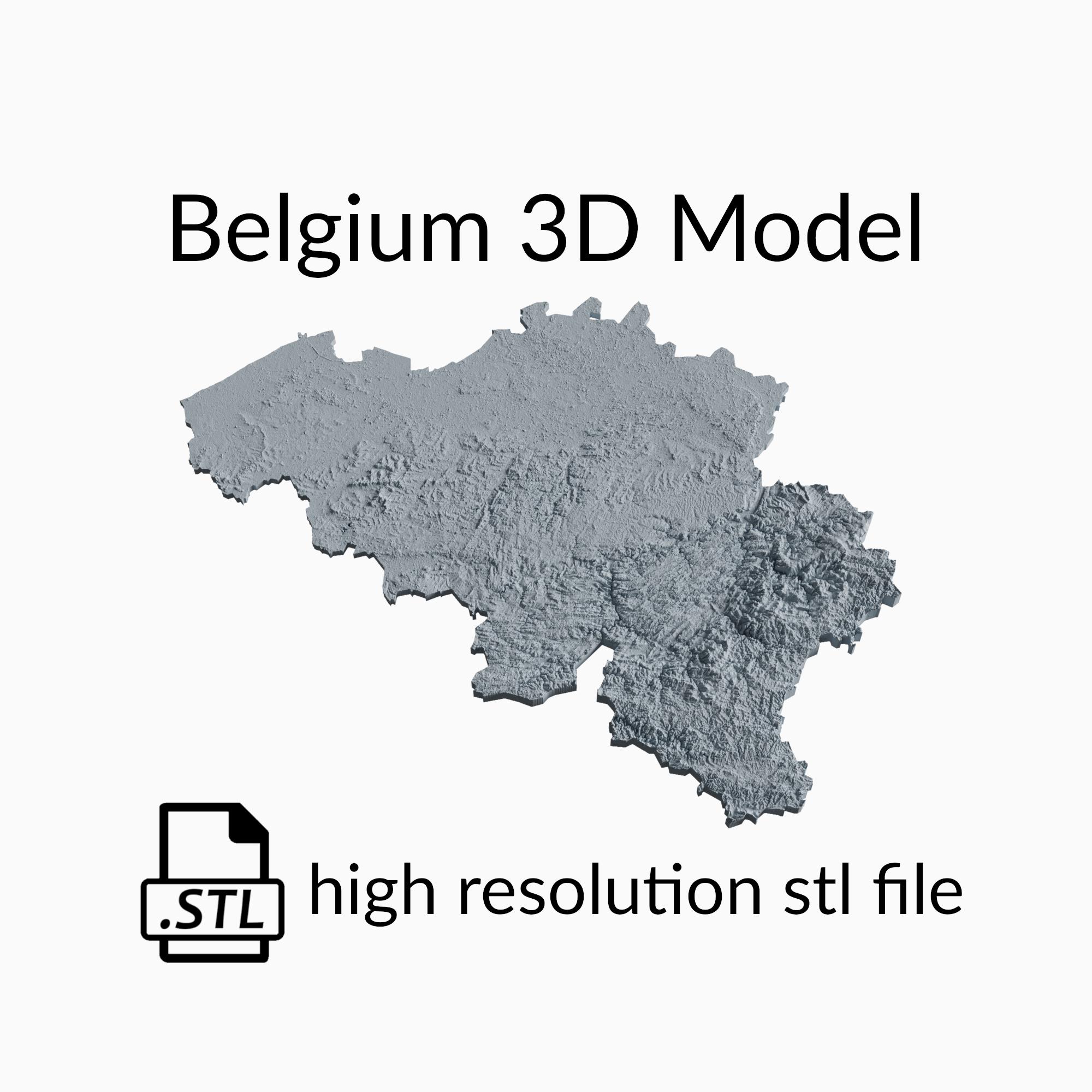 Belgium Topographic Map 3D Model File | Stl File for CNC Milling and 3D ...