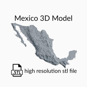 Mexiko Topografische Karte 3D Modell Datei | STL-Datei für CNC Fräsen und 3D Druck | 3D Landkarte STL von Mexiko