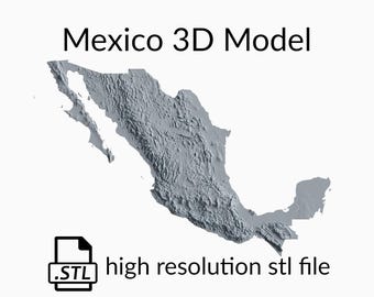 Mexico Topographic Map 3D Model File | Stl File for CNC Milling and 3D Printing | 3D Map STL of Mexico