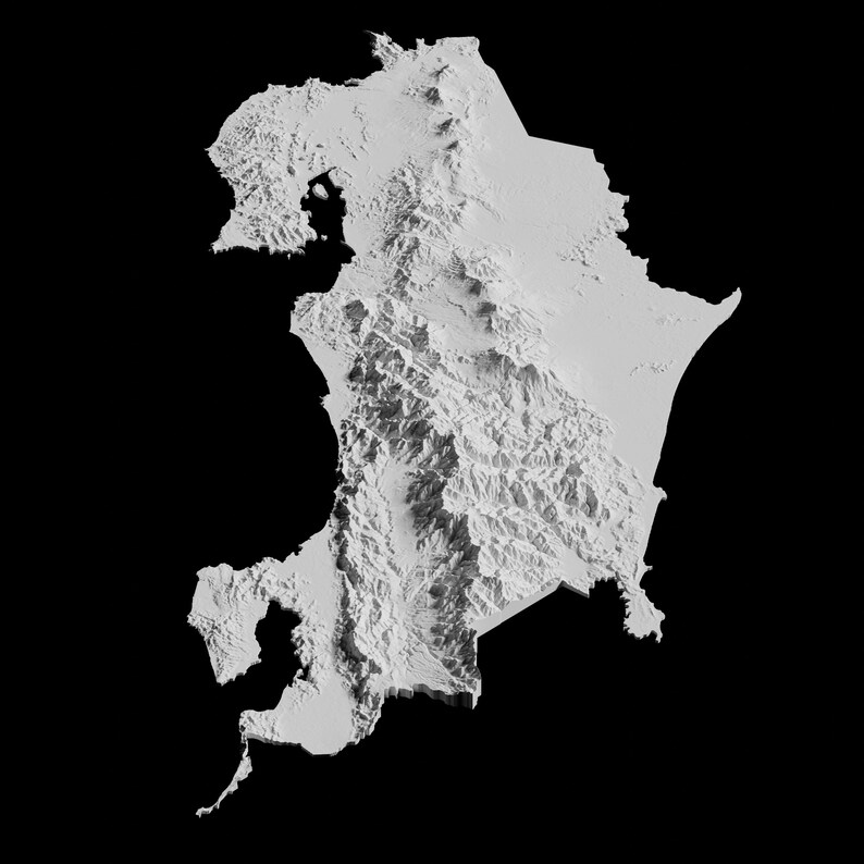Archivo de modelo 3D del mapa topográfico de Costa Rica | Archivo STL para fresado CNC e impresión 3D | Mapa 3D STL de Costa Rica imagen 6