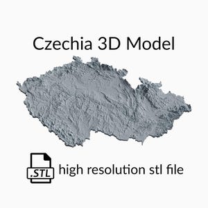 Tschechien Topografische Karte 3D Modell Datei | STL-Datei für CNC Fräsen und 3D Druck | 3D Landkarte STL von Tschechien