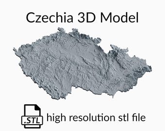 Czechia Topographic Map 3D Model File | Stl File for CNC Milling and 3D Printing | 3D Map STL of the Czech Republic