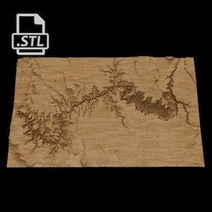 Carte topographique du Grand Canyon | Modèle 3D Stl pour CNC et impression 3D