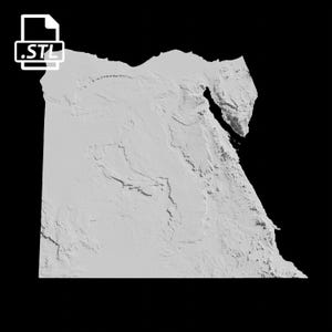 Fichier de modèle 3D de carte topographique d’Égypte | Fichier STL pour fraisage CNC et impression 3D | Carte 3D STL de l'Egypte