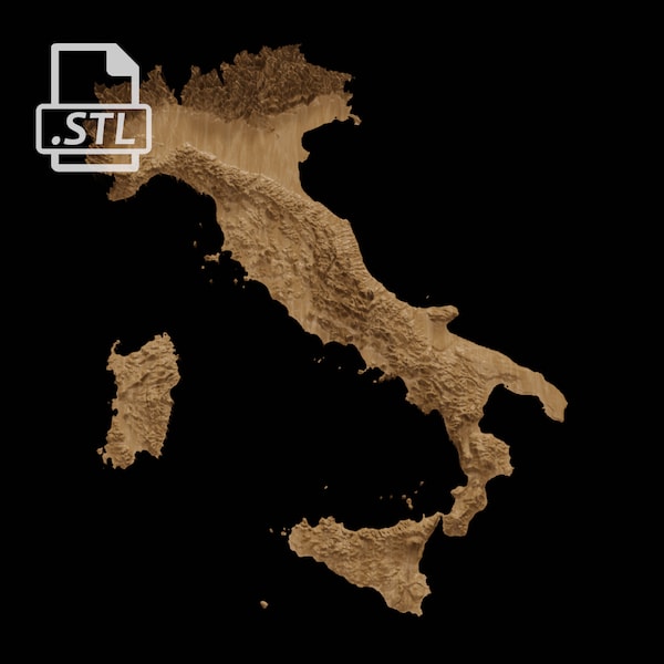 Italy Topographic Map | 3D Model Stl for CNC and 3D Printing