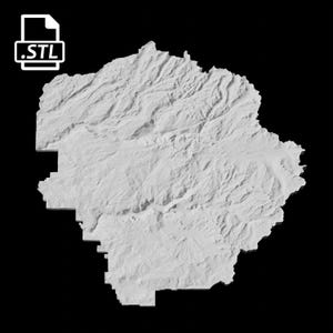 Yosemite National Park topografische kaart 3D-modelbestand | Stl-bestand voor CNC-frezen en 3D-printen | 3D-kaart STL van Yosemite USA
