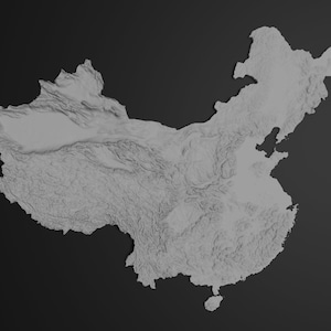 Carte topographique Chine | Modèle 3D Stl pour CNC et impression 3D
