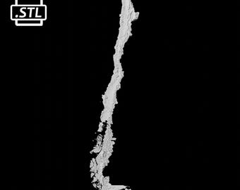 Chile Topographic Map 3D Model File | Stl File for CNC Milling and 3D Printing | 3D Map STL of Chile