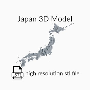 Fichier de modèle 3D de carte topographique du Japon | Fichier STL pour fraisage CNC et impression 3D | Carte 3D STL du Japon