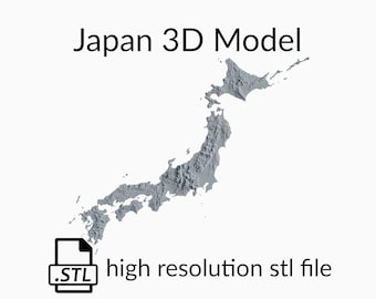 Japan Topographic Map 3D Model File | Stl File for CNC Milling and 3D Printing | 3D Map STL of Japan