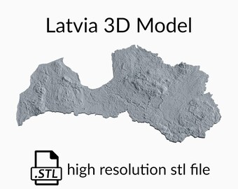 Latvia Topographic Map 3D Model File | Stl File for CNC Milling and 3D Printing | 3D Map STL of Latvia