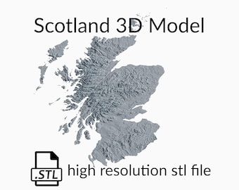 Scotland Topographic Map 3D Model File | Stl File for CNC Milling and 3D Printing | 3D Map STL of Scotland