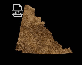 Yukon Topographic Terrrain Map | 3D Model Stl for CNC and 3D Printing