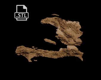 Mapa topográfico de Haití | Modelo 3D Stl para CNC e impresión 3D.