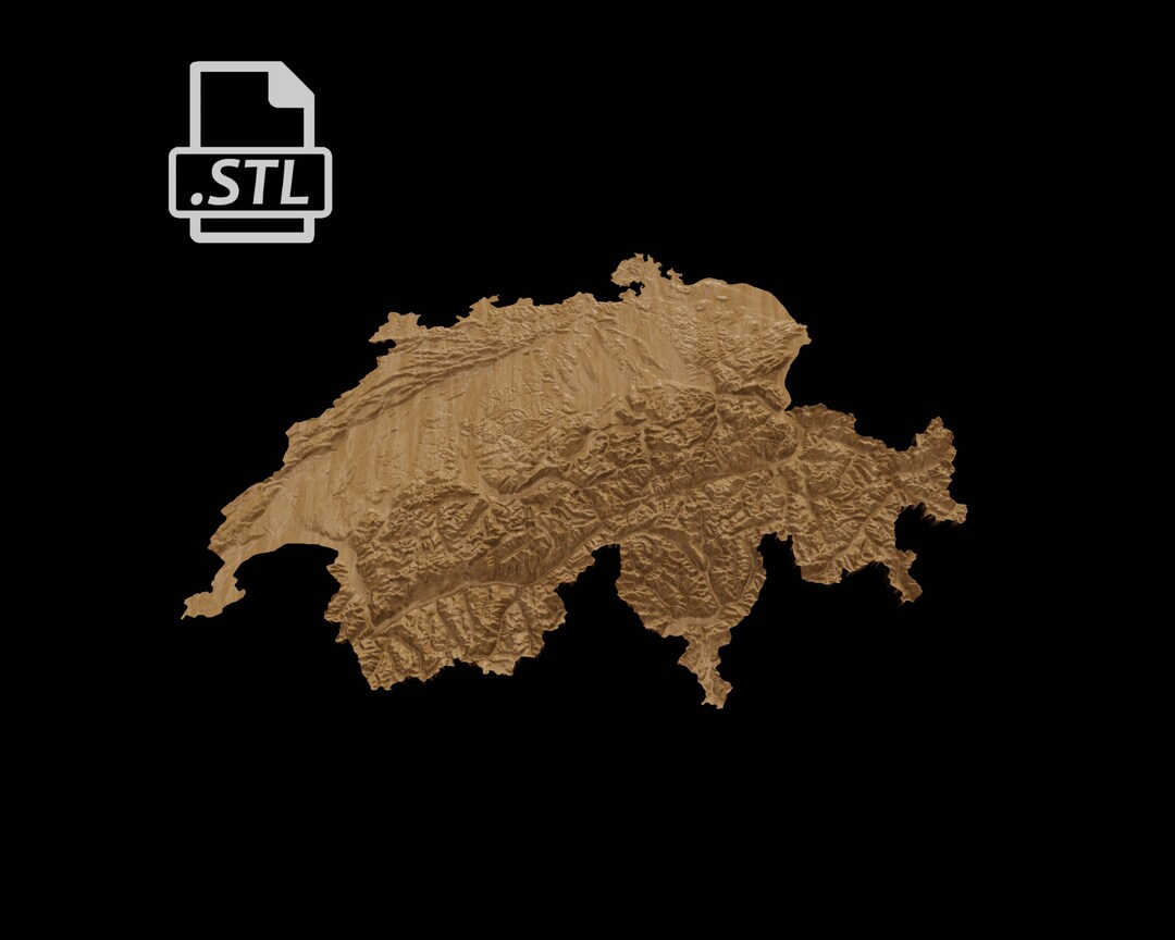 Switzerland Topographic Map 3D Model Stl for CNC and 3D Printing - Etsy ...