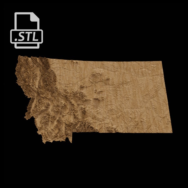 Montana State Topographic Map | 3D Model Stl for CNC Carving and 3D Printing