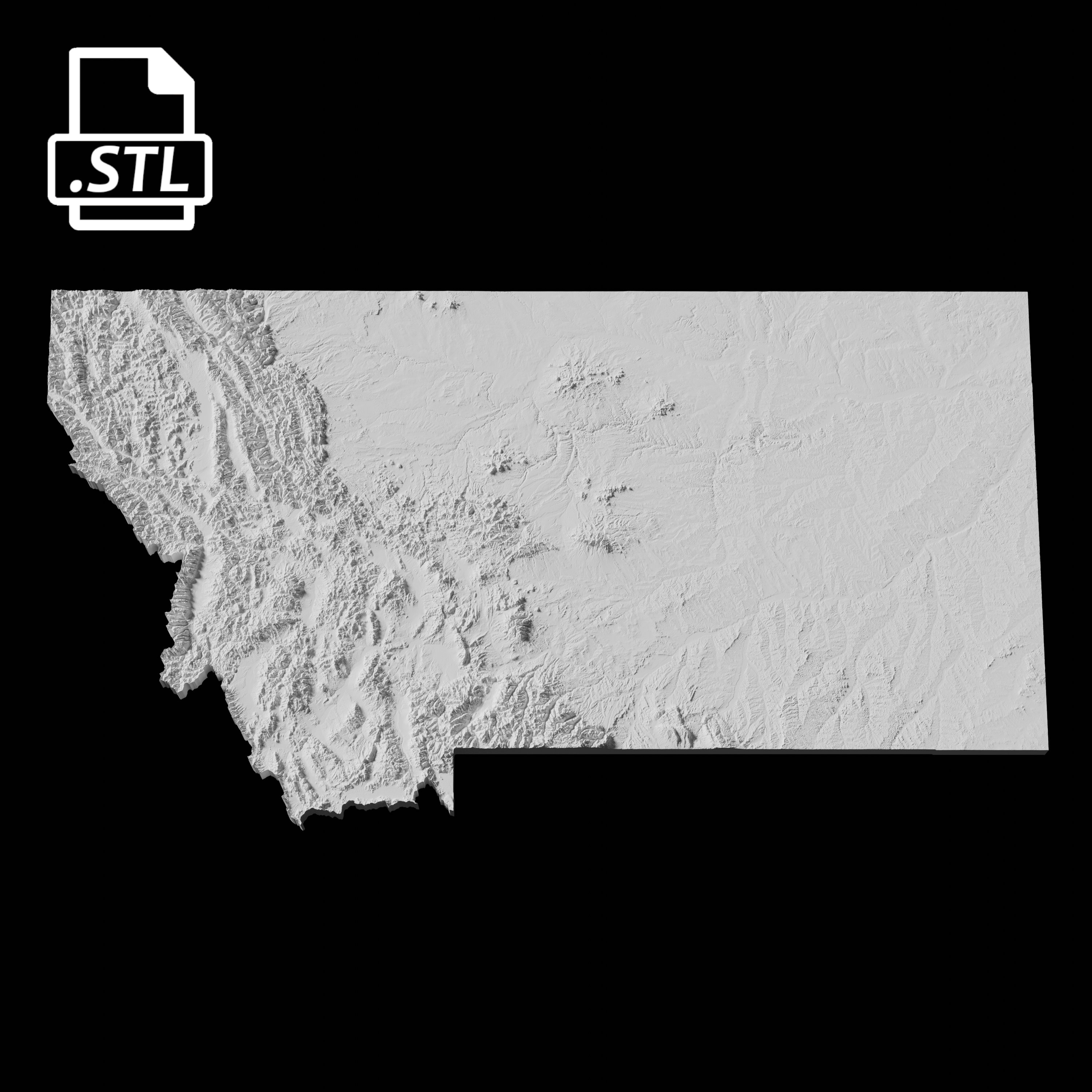 State of Montana Topographic Map 3D Model File Stl File for CNC Milling ...