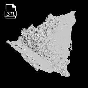 Fichier de modèle 3D de carte topographique du Nicaragua | Fichier STL pour fraisage CNC et impression 3D | Carte 3D STL du Nicaragua