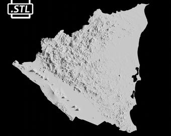 Nicaragua Topographic Map 3D Model File | Stl File for CNC Milling and 3D Printing | 3D Map STL of Nicaragua