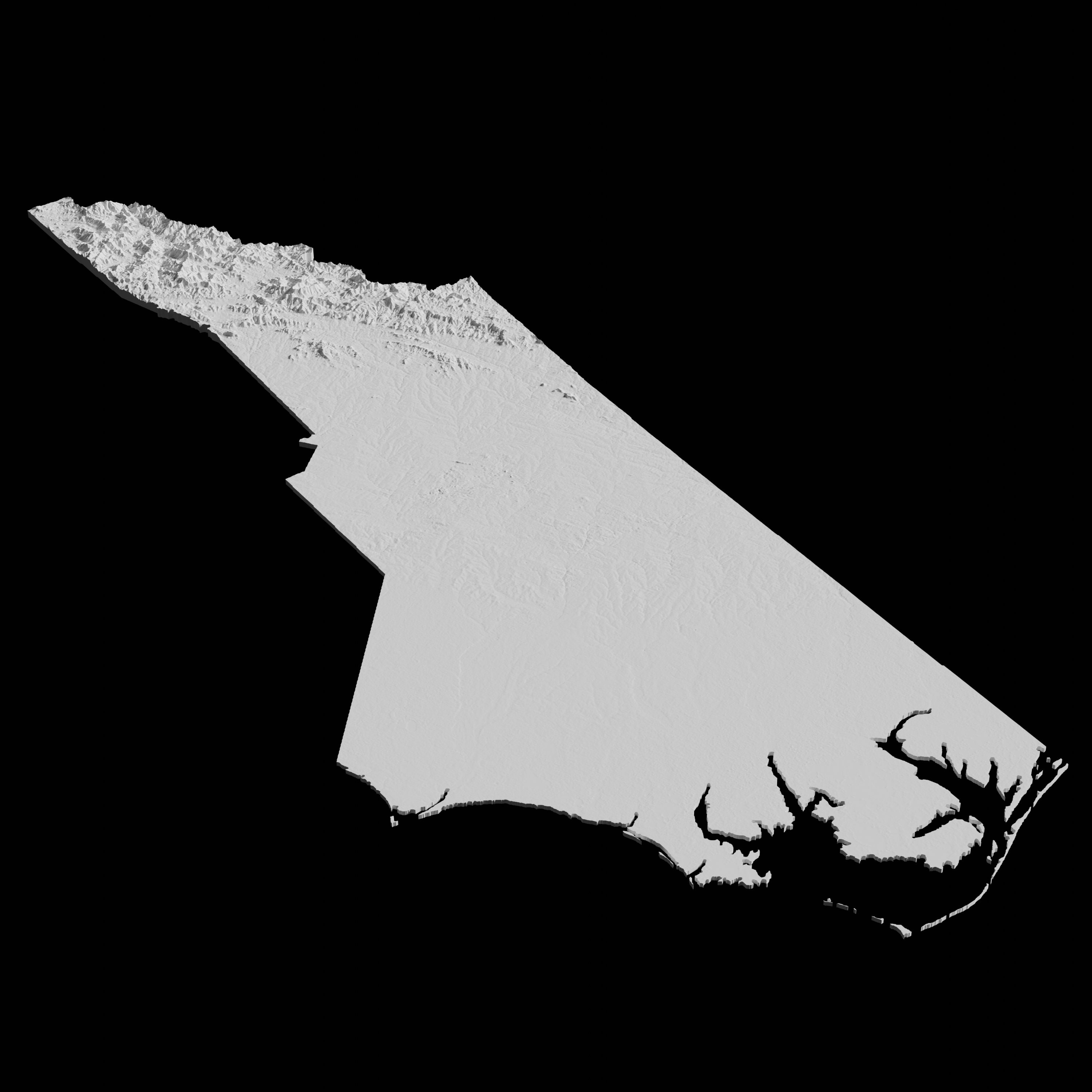 State of North Carolina Topographic Map 3D Model File | Stl File for ...