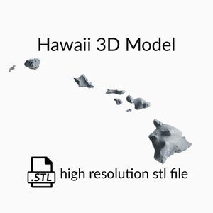 Arquivo de modelo 3D do mapa topográfico do estado do Havaí | Arquivo STL para fresamento CNC e impressão 3D | Mapa 3D STL do Havaí