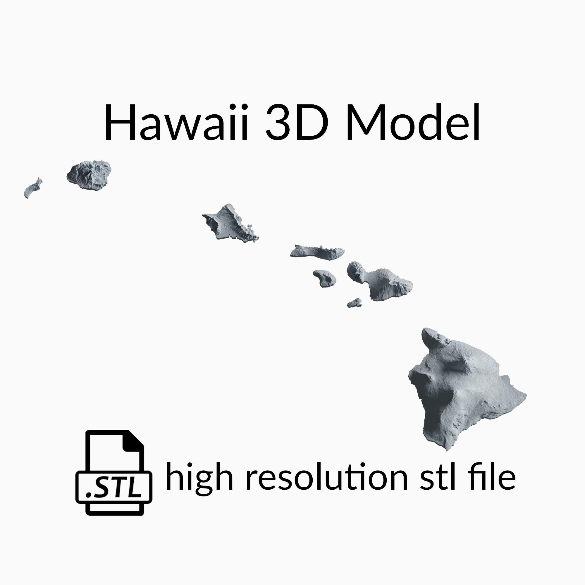 State of Hawaii Topographic Map 3D Model File | Stl File for CNC ...