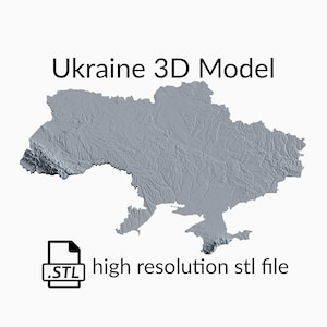 Fichier de modèle 3D de carte topographique de l'Ukraine | Fichier STL pour fraisage CNC et impression 3D | Carte 3D STL de l'Ukraine