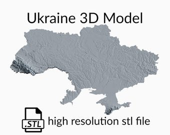 Ukraine Topographic Map 3D Model File | Stl File for CNC Milling and 3D Printing | 3D Terrain Map STL of Ukraine