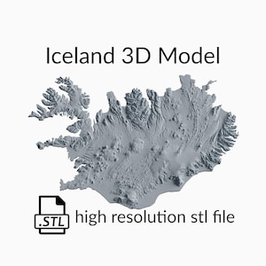 IJsland topografische kaart 3D-modelbestand | STL-bestand voor CNC-frezen en 3D-printen | 3D-kaart STL van IJsland