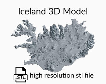 Op de afbeelding: Een 3D-model van IJsland, een STL-bestand met hoge resolutie.