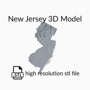 Staat New Jersey topografische kaart 3D-modelbestand | STL-bestand voor CNC-frezen en 3D-printen | 3D-kaart STL van New Jersey