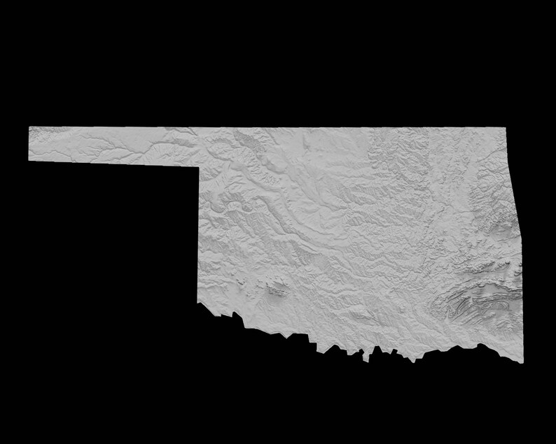 Oklahoma State Topographic Map 3D Model Stl for CNC Carving and 3D