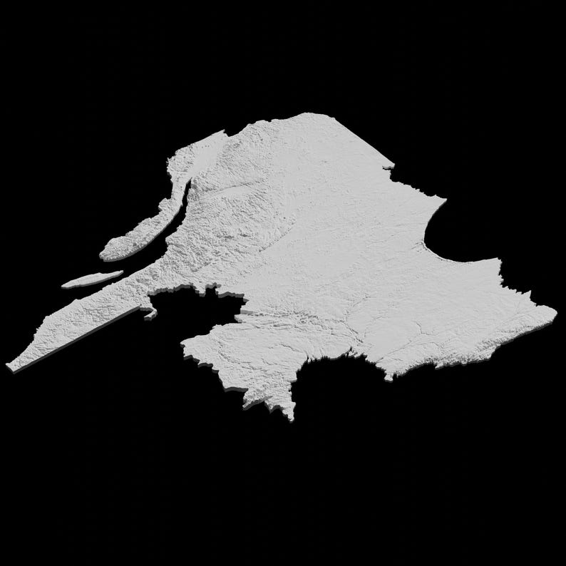 Quebec Topographic Map 3D Model File | Stl File for CNC Milling and 3D Printing | 3D Map STL of Quebec image 4