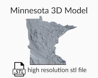 State of Minnesota Topographic Map 3D Model File | Stl File for CNC Milling and 3D Printing | 3D Map STL of Minnesota