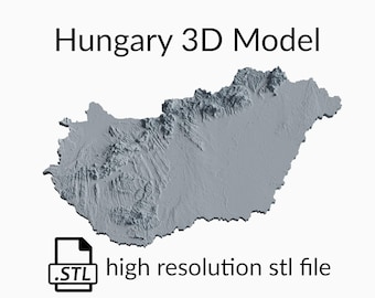 Hungary Topographic Map 3D Model File | Stl File for CNC Milling and 3D Printing | 3D Map STL of Hungary