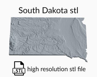 State of South Dakota Topographic Map 3D Model File | Stl File for CNC Milling and 3D Printing | 3D Map STL of South Dakota