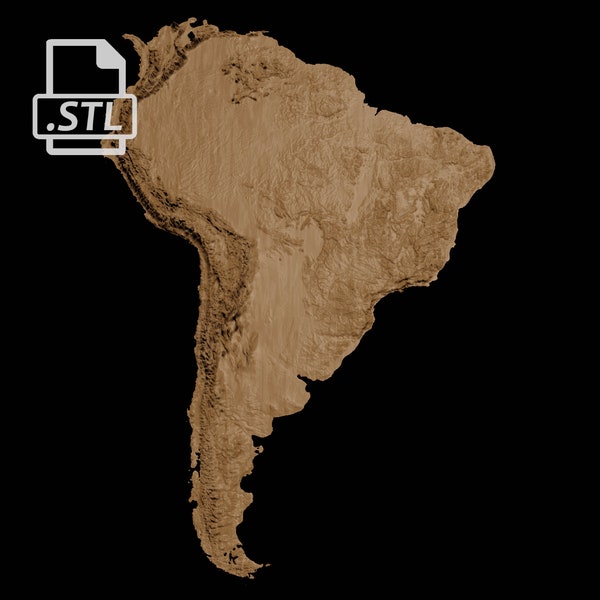 South America Topographical Relief Map | 3D Model Stl for CNC and 3D Printing