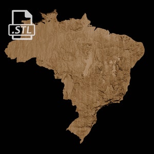 Carte topographique Brésil | Modèle 3D Stl pour CNC et impression 3D