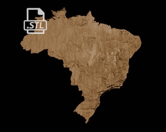 Mapa topográfico de Brasil | Modelo 3D Stl para CNC e impresión 3D.
