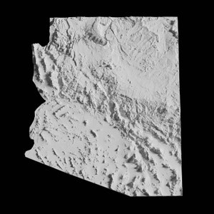Pu&ograve; includere: Una mappa topografica 3D dell'Arizona, che mostra il terreno variegato dello stato, comprese montagne, valli e deserti.
